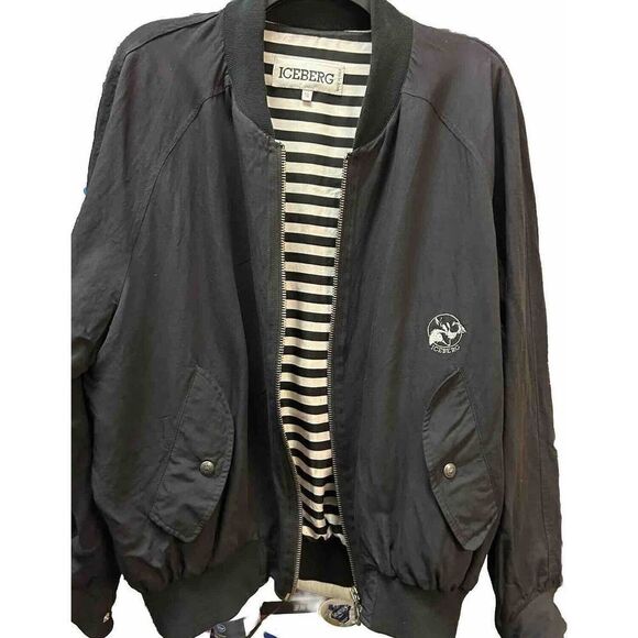 VINTAGE Men's ICEBERG DISNEY Sylvester Lightweight Black Zip Jacket SIZE 50 L - Picture 7 of 10